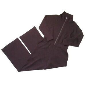 NWT Spanx 20638R AirEssentials Long Sleeve Wide Leg Jumpsuit in Truffle Brown S